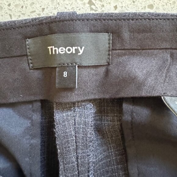 Theory Dark Grey Wool Mini Houndstooth Treeca Pant in Size 8 - Picture 9 of 9